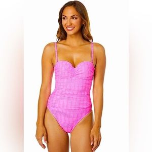 Lilly Pulitzer layne pink gingham bathing suit